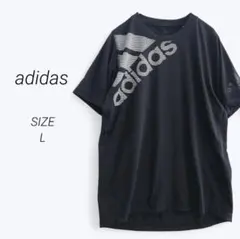 a3939▶アディダス　半袖Tシャツ【L】ビッグロゴ　トレーニングウェア　黒