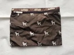 美品　レスポートサック　ポーチ　ピンキープードル　焦茶色