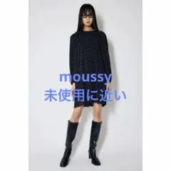 マウジー ドット柄黒長袖ワンピース MOUSSY