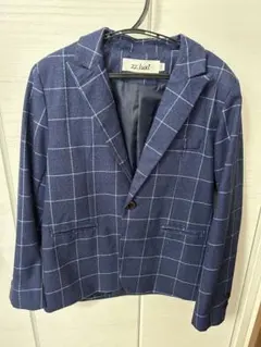 ネイビー チェック柄 スーツセット (ジャケット・ベスト・パンツ)