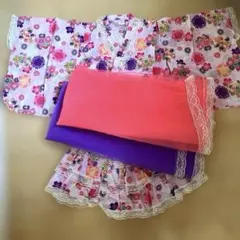 浴衣 セパレート 120cm 子ども用 女の子 帯2枚 セット フリル レース