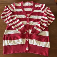Tommy Hilfiger 赤と白のストライプ カーディガン