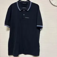 PRADA プラダ ポロシャツ ストライプ ブルー ブラック 50 美品】PRADA ネイビー ポロシャツ ストライプ襟 - メルカリ