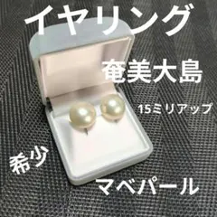 極美品 奄美大島産 マベパール イヤリング 大粒 15mmUP 虹色テリ