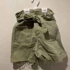 ZARA（ザラ）オリーブグリーン ショートパンツ ウエストリボン付き
