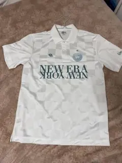 NEW ERA チェック柄ポロシャツ Mサイズ ホワイト