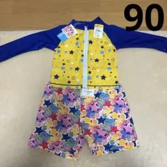UVカット 星柄水着 ラッシュガード 90サイズ 黄色 赤 男の子
