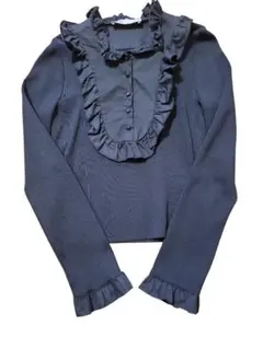 ZARA フリル付きブラックトップス M