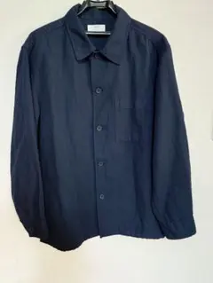 UNIQLO コットンリネンシャツジャケット ネイビー L