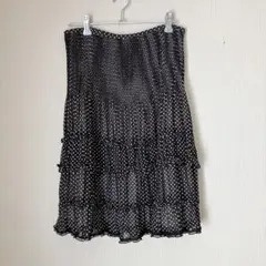 デュアルビュー ドット柄シャーリング ティアードスカート 黒　40のサムネイル