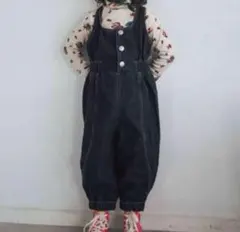 しまむら　softcheese デニムサロペット　オーバーオール 80