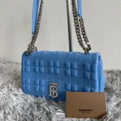 美品 近年モデル バーバリー ローラ ショルダーバッグ TB キルティング 水色のサムネイル