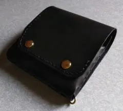 栃木レザーヌメ革★スマート・トラッカーウォレット　ブラック★軽くて色々収納できる