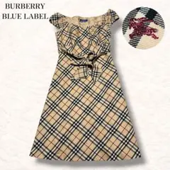 バーバリー ブルーレーベル ワンピース ノバチェック リボン Aライン ベルト