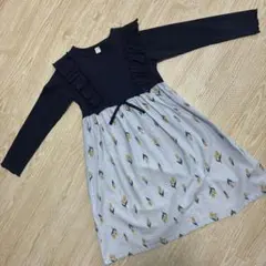 花柄フリルワンピース 長袖