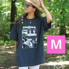 新品 しまむら nozomi シネマ Tシャツ Мサイズ グレー 黒 メンズ