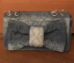 HoneySalon リボンチェーンバッグ デニム キルティング ショルダー