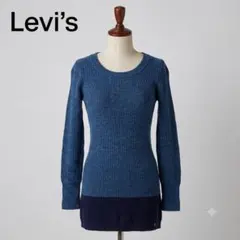 Levi's リブニットワンピース バックジップ ネイビー M ミニ丈 ウールのサムネイル