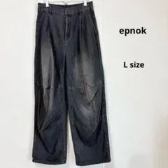 epnok エプノック　ワイドジーンズ　L ブラック　デニム　ウエストゴムのサムネイル