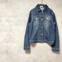 ネイビー　大きいサイズ　Gジャン　デニムジャケット　紺色　綿　コットン　L