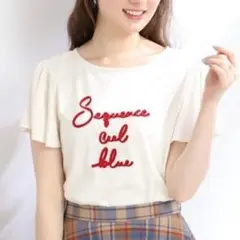 【クチュールブローチ】テープロゴフラワープリントTシャツ コットン ホワイト Mのサムネイル