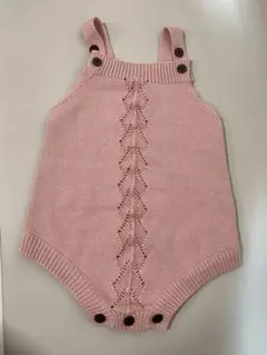 【新品】ロンパース 80 ピンク　サイズ調整　オムツ替え　女の子　ハンドメイド