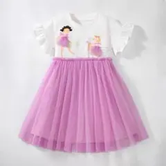 バレリーナプリント 半袖ワンピース サイズ100