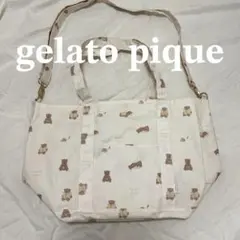 ジェラートピケ マザーズバッグ 2way ショルダーバッグ トートバッグ くま