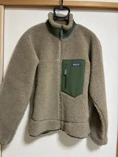 patagonia フリースジャケット M ベージュ/グリーン