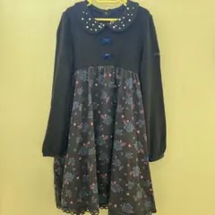 美品！mezzo piano 長袖花柄ワンピース秋冬