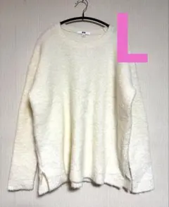 UNIQLO ユニクロ ブークレーオーバーサイズクルーネックセーターホワイト