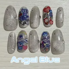 エンジェルブルー ネイルチップ ハンドメイド