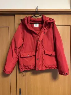 OZOC フード付きレッドダウンジャケット