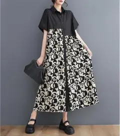 大きいサイズ レディース ロング　ワンピース　春夏 秋 新品 半袖 g