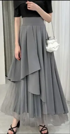 grl グレイル チュールドッキングフレアスカート pm379 Lサイズ