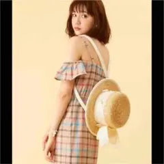 ハニーサロン 帽子型 リュック ストローハット バッグ ホワイトのサムネイル