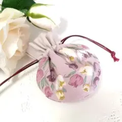《 ミニサイズ 》 チューリップ 丸くて小さな巾着 ピンクパープル　＃n1493