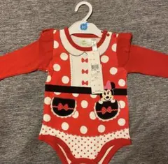 ロンパース　80 ベビー　長袖　赤ちゃん　ミニー　ディズニー　赤　フリル