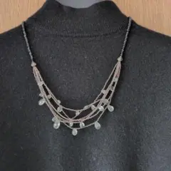 多層ビーズネックレス ブラック グレー