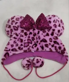 ミニーちゃん　ファンキャップ　ヒョウ柄　ピンク