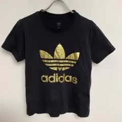 adidas アディダス ゴールドロゴ 半袖Tシャツ 黒 レディース