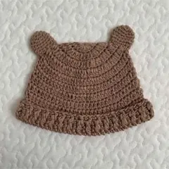 【即購入OK】40～42cm 新生児から ベビー帽子 クマ耳付きニット帽ブラウン