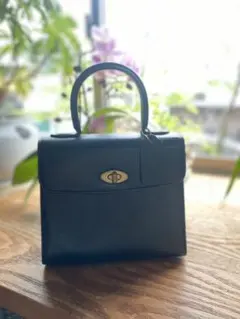 COACH ネイビー レザー ハンドバッグ　ビンテージ