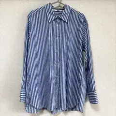 ユニクロ　ストライプシャツ　シャツ　青　ストライプ　ブルー