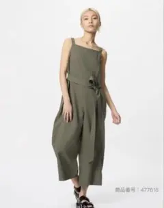 UNIQLO リネンブレンドジャンプスーツ（オリーブ）　Lサイズ　新品タグ付き