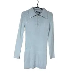 【新品タグ付】EMODA エモダ ハーフジップ リブニットワンピース グレー F