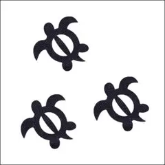 デニム生地 ホヌ モチーフ アップリケ アイロン接着可能 3枚セット