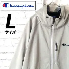 ★一点物★ チャンピオン ジップアップ フーデッド ジャケット グレー ロゴ L