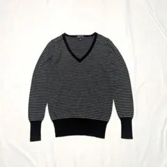 【OLD GAP】00sイタリア製メリノウール生地ボーダー柄Ｖネックニット
