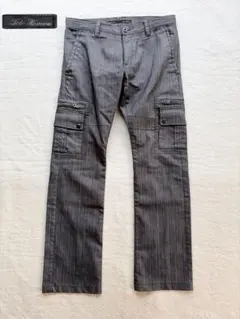 テットオム　tete homme グレー ストライプ カーゴデニムパンツのサムネイル